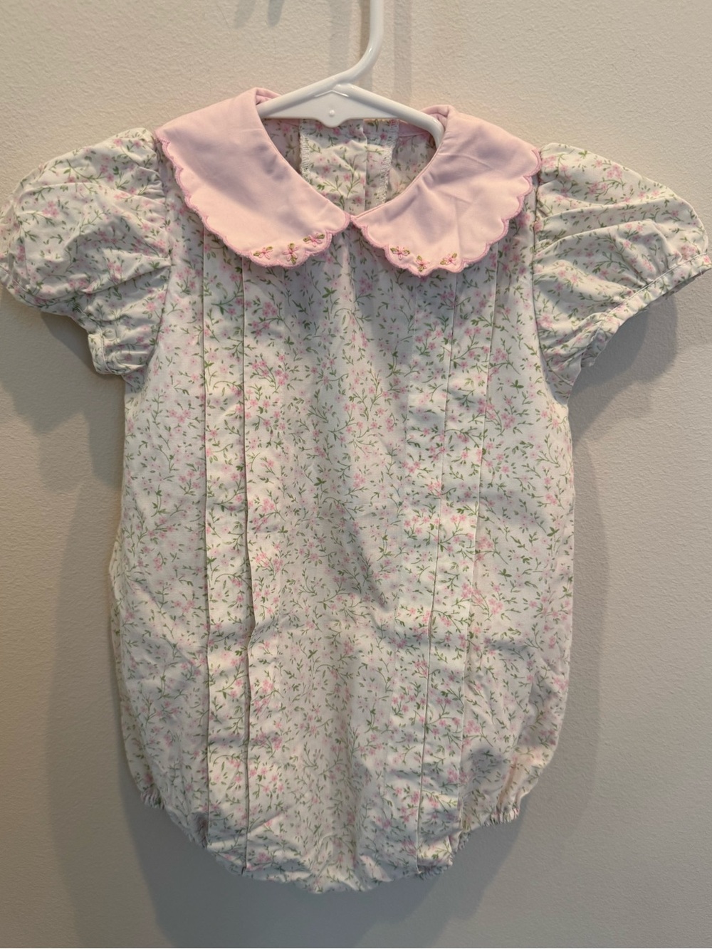 Zuccini Baby Girl Floral Bubble Romper Pink Embroidered Collar 6M